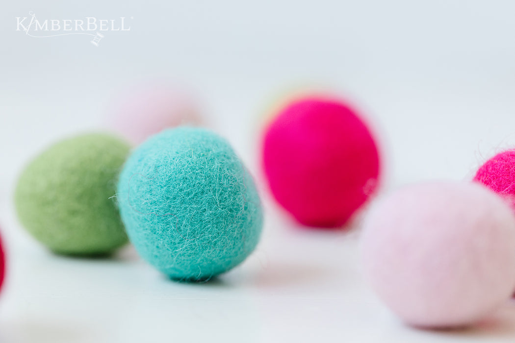 Sugar Plum Jubilee Wool Felt Balls - Various Colors - by Kimberbell Designs - (12) 1.25" 100% Wool Felt Balls - KDKB1214