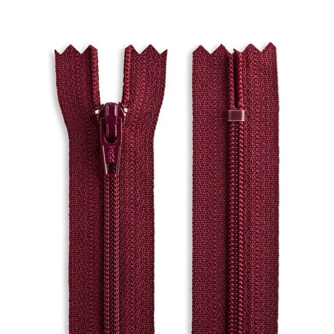 14" Nylon Coil Non-Separating Zipper - Cranberry - YKK-Zipper-8
