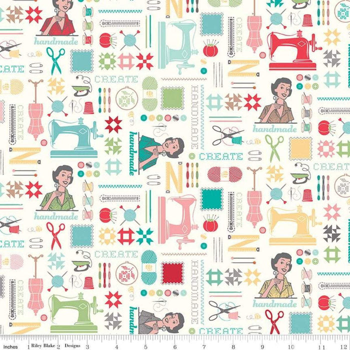My Happy Place -Decorator Fabric - PROMO half yard bundle (6) 18" x 54" wide - Lori Holt for Riley Blake designs - RebsFabStash
