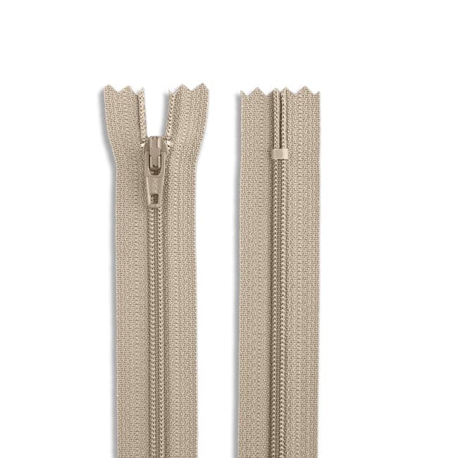 14" Nylon Coil Non-Separating Zipper - Stone - YKK-Zipper-39