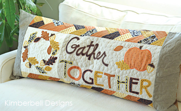 Gather Together Bench Pillow - Machine Embroidery CD - Pattern - by Kimberbell - Interchangeable Covers and Bench Pillow - Thanksgiving, home decor, applique