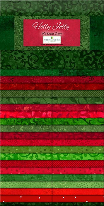 Holly Jolly - Jelly Roll - (40) 2.5" Strips - 40 Karat Crystals - Essentials - Wilmington Prints - Christmas, Red & Green - 842-83-842-Layer Cakes/Jelly Rolls-RebsFabStash