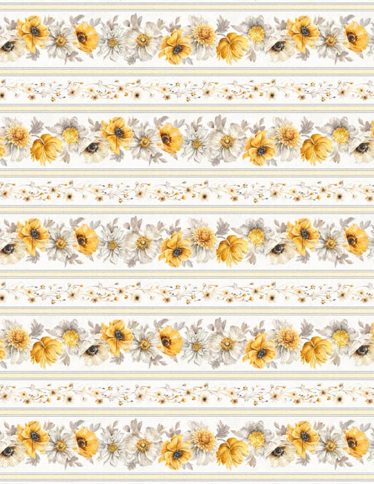 Fields of Gold - Large Panel Multi - Per PANEL - by Lisa Audit - Wilmington Prints - Yellow, Gold, Floral - 24" x 42" panel - 1409-86496-159