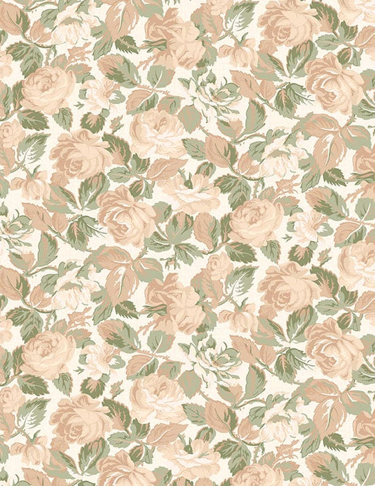 Memories - Trailing Flowers Green - Per Yard - by Kaye England - Wilmington Prints - Reproduction - 1803-98683-721