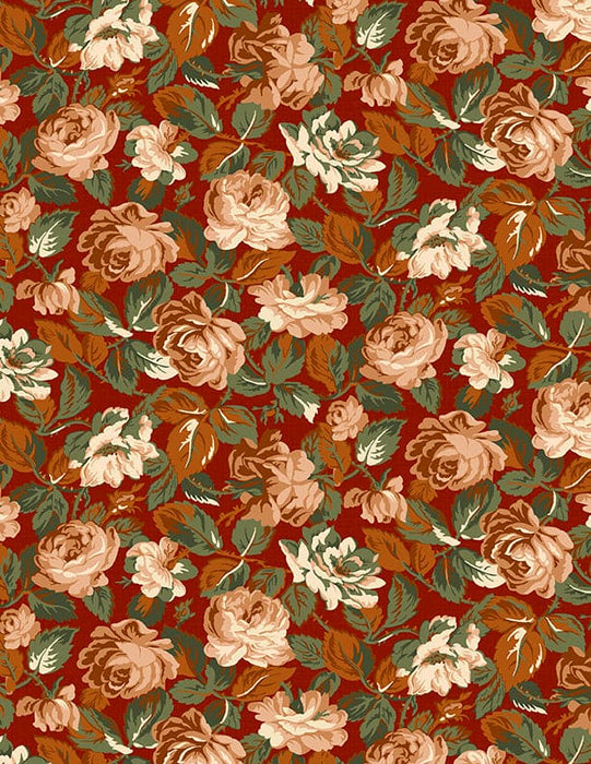 Memories - Trailing Flowers Brown - Per Yard - by Kaye England - Wilmington Prints - Reproduction - 1803-98683-221