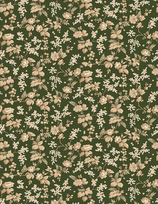 Memories - Trailing Flowers Brown - Per Yard - by Kaye England - Wilmington Prints - Reproduction - 1803-98683-221