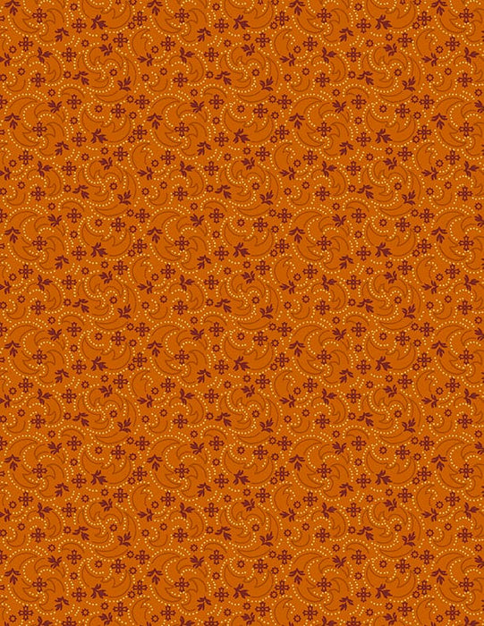 Memories - Crescent Swirl Orange - Per Yard - by Kaye England - Wilmington Prints - Reproduction, Tonal - 1803-98684-834-Yardage - on the bolt-RebsFabStash