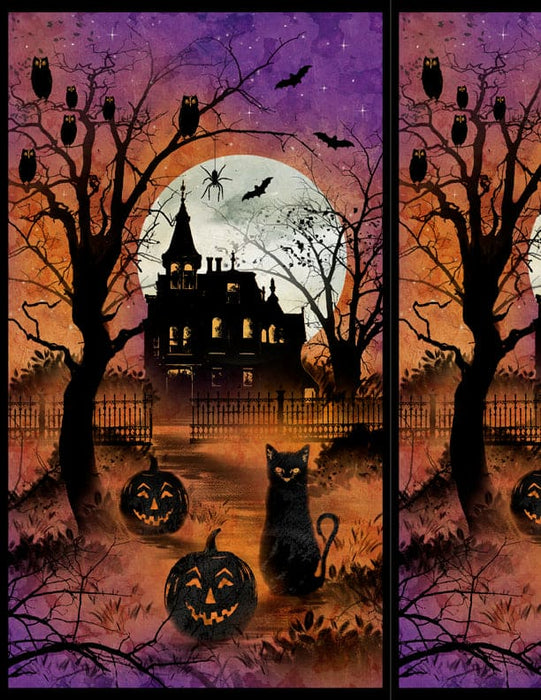 Frightful Night - Trees & Moon Orange - Per Yard - Art Licensing Studio for Wilmington Prints - Halloween, Trees, Moon - 3044 20505 891