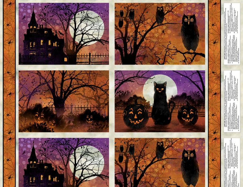 Frightful Night - Trees & Moon Orange - Per Yard - Art Licensing Studio for Wilmington Prints - Halloween, Trees, Moon - 3044 20505 891