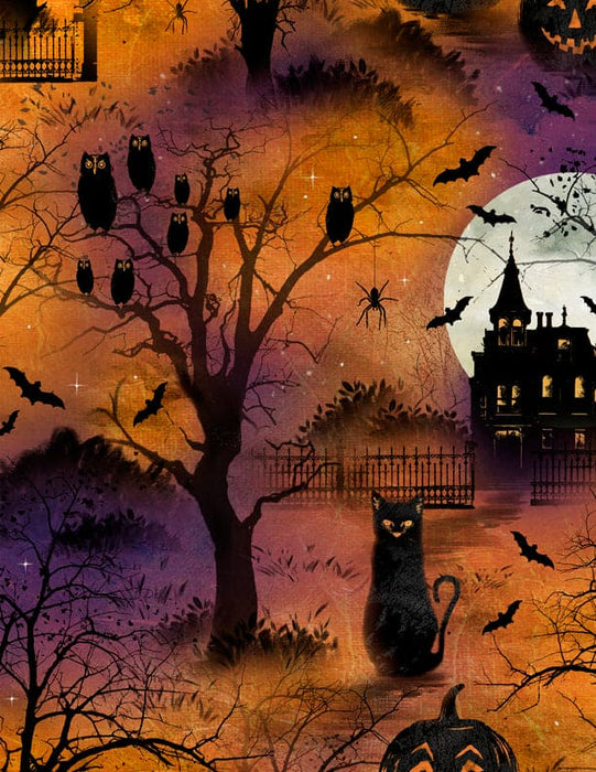 Frightful Night - Dots Black/Orange - Per Yard - Art Licensing Studio for Wilmington Prints - Halloween, Dots - 3044 20510 988