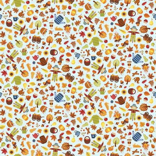 NEW! Autumn in the Air - Autumn Icons - Per Yard - by Patrick Lose for Northcott - Multi, Blue - 10171-60-Yardage - on the bolt-RebsFabStash