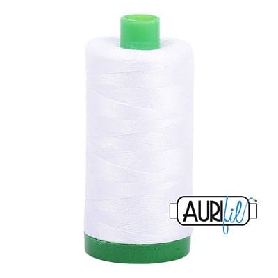Aurifil - Mako Cotton Thread - 1094 yds/1000m - WHITE - 40 wt - 1040-2024-thread-RebsFabStash