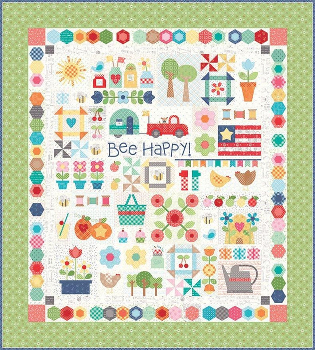 108 Wide Bee Backings! - Quilt Back Fabric - Riley Blake - by Lori Holt - 108" wide GRAY Sewing Forms on Eggshell WB 6421 - RebsFabStash