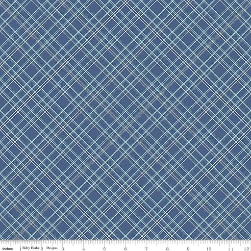 108 Wide Bee Backings! - REMNANTS - Quilt Back Fabric - Riley Blake - by Lori Holt - 108" wide diagonal bias plaid - Plaid on Navy Blue WB6422 - RebsFabStash