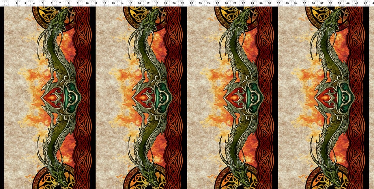 NEW! Dragons "The Ancients" - Border Print - Per Yard - Jason Yenter - In the Beginning Fabrics - 12DRG-1