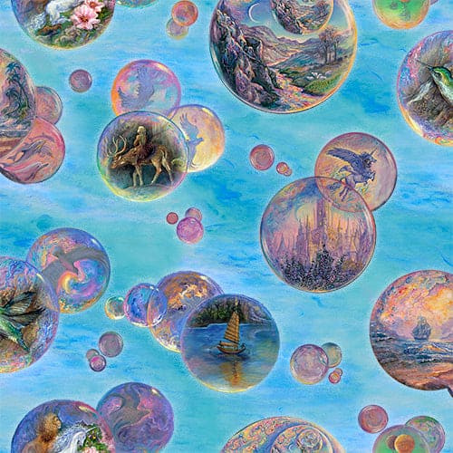 World of Wonder - Bubbles - Per Yard - by Josephine Wall for 3 Wishes - Digital Print - Blue - 18687-BLU-Yardage - on the bolt-RebsFabStash