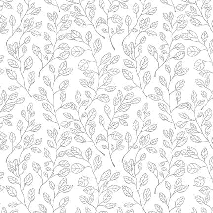 Lower The Volume - Branches - Per Yard - Blank Quilting - Tonal, Blender, Low Volume Prints - 1936-01 White