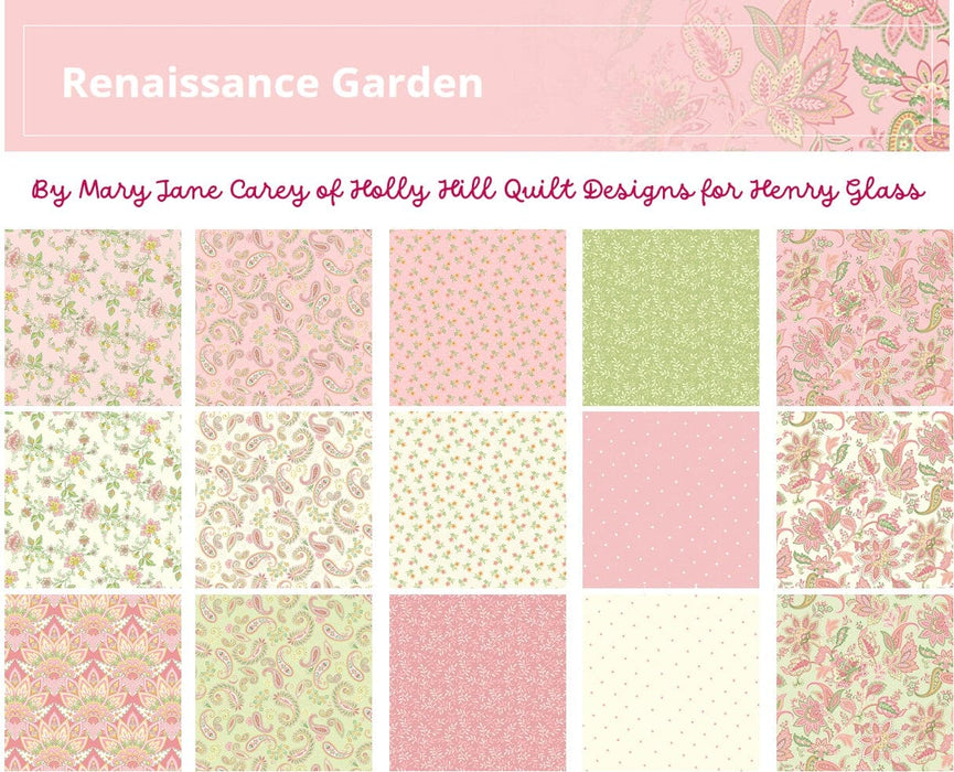 NEW! Renaissance Garden - Main Floral - Per Yard - by Mary Jane Carey of Holly Hill Quilt Designs for Henry Glass - Green - 2631-66