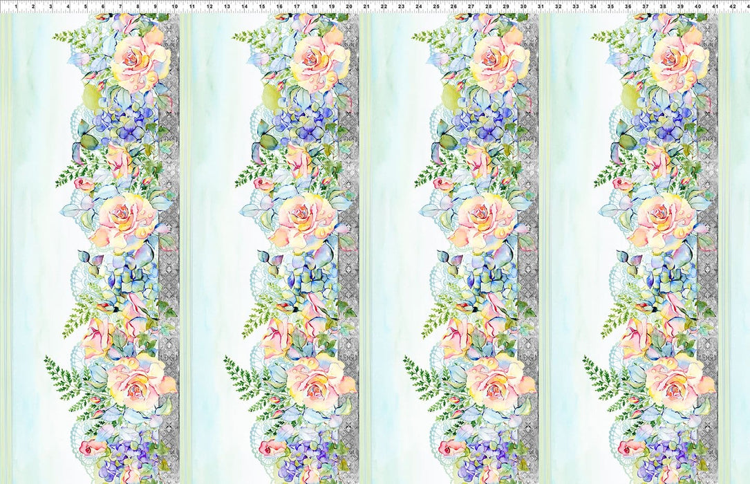 Patricia - Green Leaves- Per Yard - by In The Beginning Fabrics - Floral, Pastels, Digital Print - Green - 7PAT1