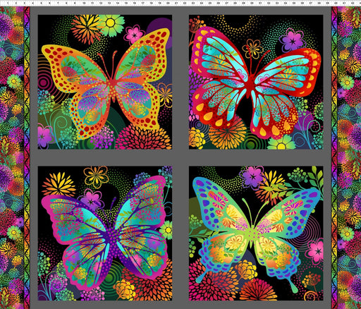 Unusual Garden II - Butterfly Block Panel - Per PANEL - Jason Yenter - In the Beginning Fabrics - Floral - 36" x 43" panel - Dark - 1UGB-1-Panels-RebsFabStash