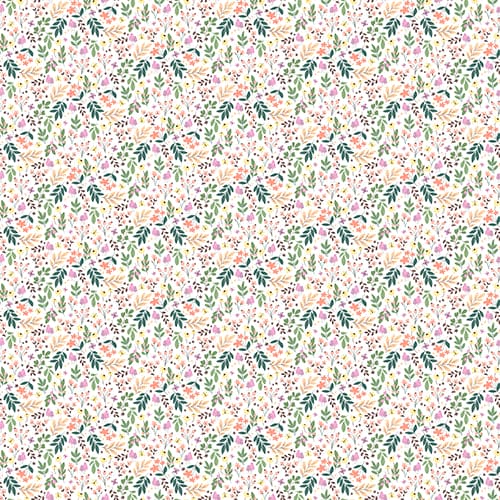Woodland Wander-Pink - Tumbling Foliage - White - Floral - Per Yard - by Jo Taylor for 3 Wishes - 3WOODLANDWAN-20235-WHT