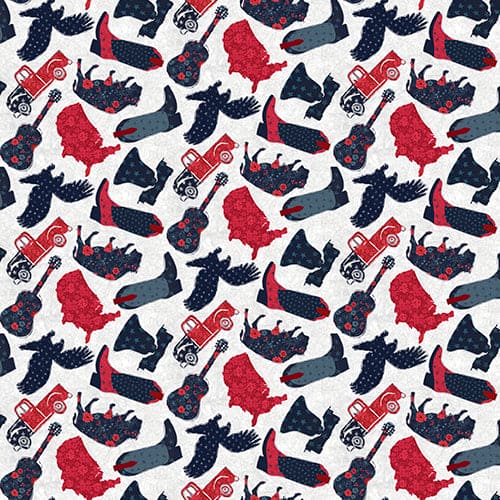 American Dreamer - Americana Toss - White - Per Yard - by AmyLee Weeks for 3 Wishes - 3AMERICANDRE-20246-WHT-Yardage - on the bolt-RebsFabStash