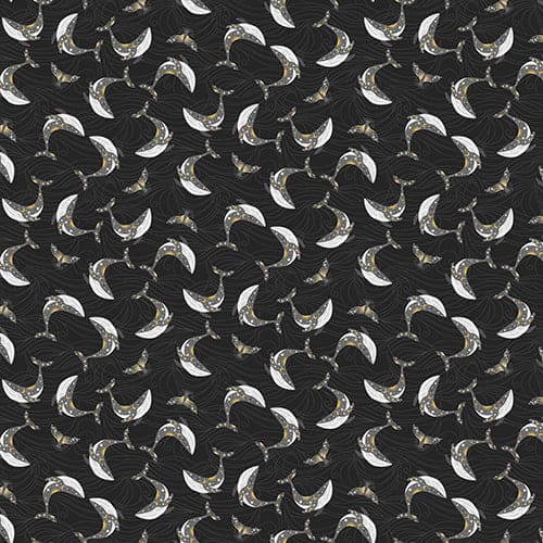 NEW! Stay Wild Moon Child - Tossed Whales - Charcoal - Flannel - Per Yard - by Ilis Avilés for 3 Wishes - 3STAYWILDM-20262-CHR-FLN