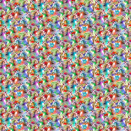NEW! Whimsical West - Horse Stampede - Multi - Per Yard - Digital Print - by Connie Haley for 3 Wishes - 3WHIMSICALWE-20276-MLT