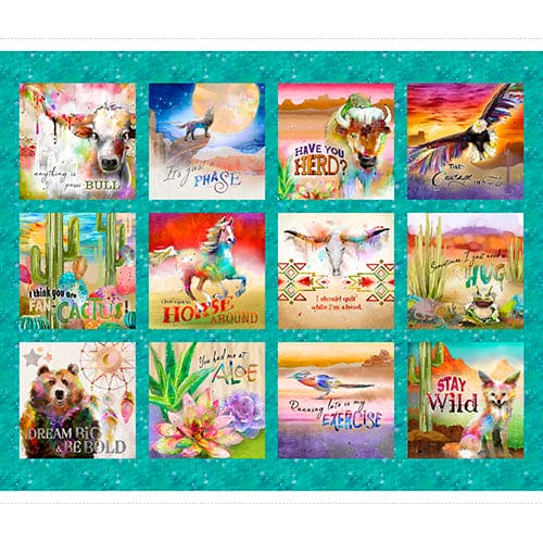 NEW! Whimsical West - Panel - 36" x 43" - Per Panel - Digital Print - by Connie Haley for 3 Wishes - 3WHIMSICALWE-20278-PNL