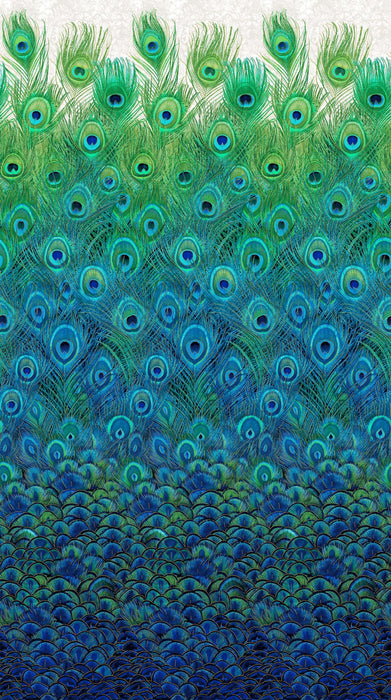 Peacock Garden - Peacock Feathers - by Jean Boyd - Luminosity Fabric by Northcott - RebsFabStash
