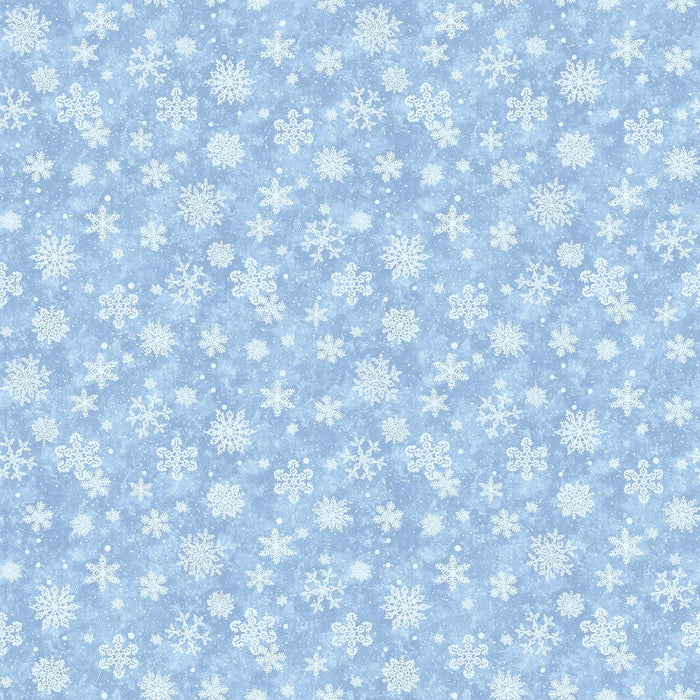 NEW! Father Christmas - Snowflakes - Per Yard - By Liz Goodrick-Dillon for Northcott - Winter - Blue - 24696-44-Yardage - on the bolt-RebsFabStash