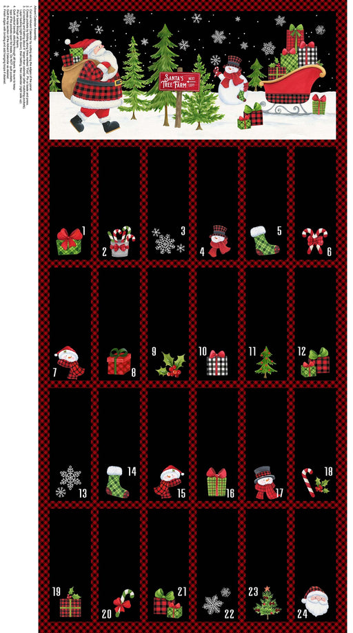 Santa's Tree Farm - Advent Calendar Panel KIT - by Deborah Edwards for Northcott - 35" x 43" Panel, DP24730-99 + 2/3 Yard Backing-Quilt Kits-RebsFabStash