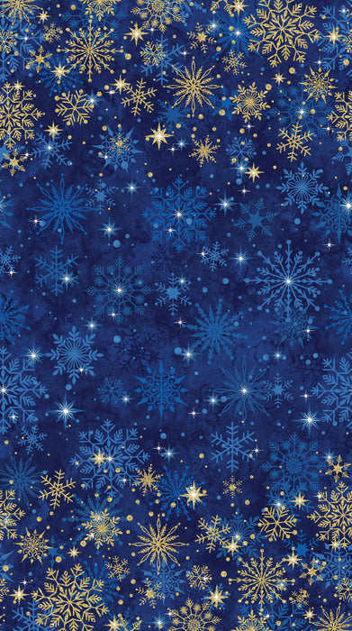 Stonehenge Christmas Joy - Ombre - Per Yard - by Deborah Edwards for Northcott - Metallic, Blue - RebsFabStash