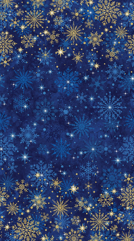 Stonehenge Christmas Joy - Ombre - Per Yard - by Deborah Edwards for Northcott - Metallic, Blue - RebsFabStash