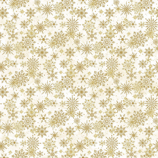 Stonehenge Christmas Joy - Snowflakes - Per Yard - by Deborah Edwards for Northcott - Metallic, White - RebsFabStash