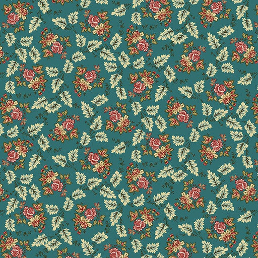 NEW! Lille - Floral Leaf - Per Yard - by Michelle Yeo for Henry Glass - Teal - 2763-77-Yardage - on the bolt-RebsFabStash