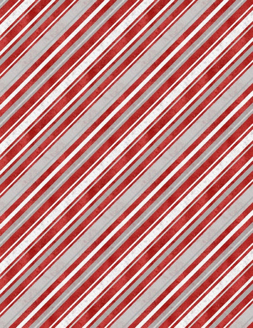 Snow What Fun! - Stripe Red - Per Yard - by Makiko - Wilmington Prints - Bias Stripe - 3043-45157-319-Yardage - on the bolt-RebsFabStash