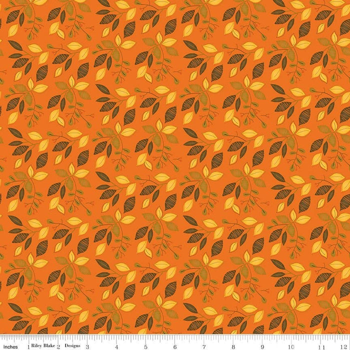 5 YARD CUT! Adel In Autumn - Leaves - by Sandy Gervais for Riley Blake Designs - Fall - C10822-ORANGE - RebsFabStash