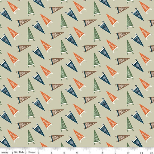 5 YARD CUT! Adventure is Calling - Khaki Flags - Dani Mogstad for Riley Blake Designs - Outdoors, Wildlife - C10723-KHAKI - RebsFabStash