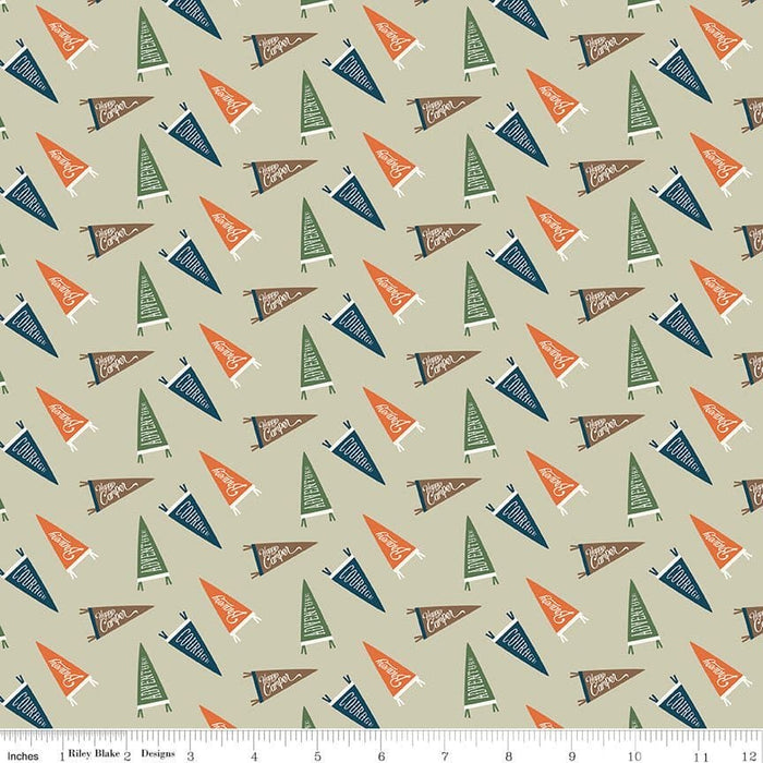 5 YARD CUT! Adventure is Calling - Khaki Flags - Dani Mogstad for Riley Blake Designs - Outdoors, Wildlife - C10723-KHAKI - RebsFabStash
