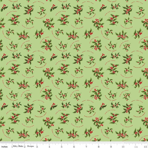 5 YARD CUT! - All About Christmas - Green Christmas Holly - Janet Wecker Frisch - Riley Blake Designs - Winter - C10800-GREEN - RebsFabStash