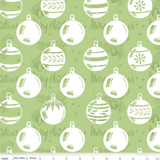 5 YARD CUT! - All About Christmas - Green Christmas Vintage Ornaments - Janet Wecker Frisch -Riley Blake Designs - Winter - C10799-GREEN - RebsFabStash