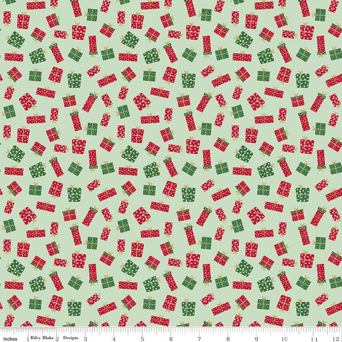 5 YARD CUT! - Christmas Adventure - Sweet Mint Gifts - Beverly McCullough - Riley Blake Designs- Christmas, Campers - SC10734-SWEETMINT - RebsFabStash