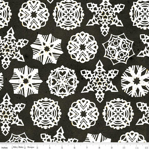 5 YARD CUT! - Snow Sweet - by Janet Wecker Frisch - Riley Blake Designs - Paper Snowflakes Charcoal - C9668-CHARCOAL - RebsFabStash