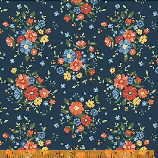 New! Forget Me Not - per yard - by Allison Harris of Cluck Cluck Sew for Windham Fabrics - 53008-1 - Gathered bunches on Midnight-Yardage - on the bolt-RebsFabStash