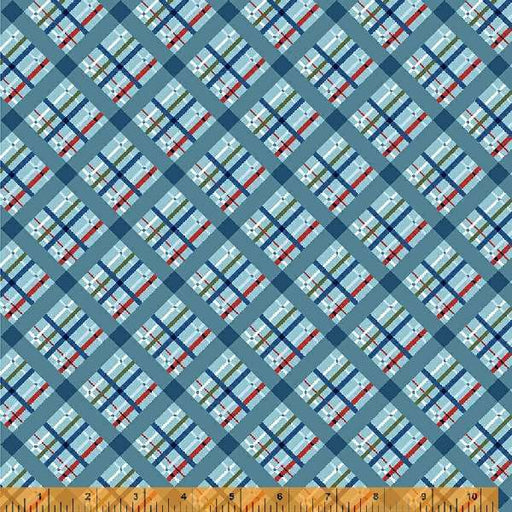 New! Forget Me Not - per yard - by Allison Harris of Cluck Cluck Sew for Windham Fabrics - 53010-6 - Multi colored Bias Plaid on Sky-Yardage - on the bolt-RebsFabStash