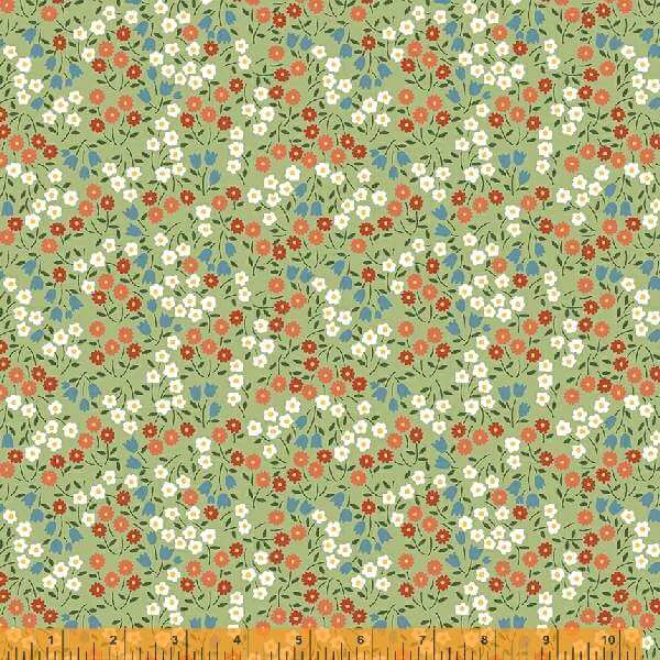 New! Forget Me Not - per yard - by Allison Harris of Cluck Cluck Sew for Windham Fabrics - 53011-9 - Ditsy Floral on Leaf Green