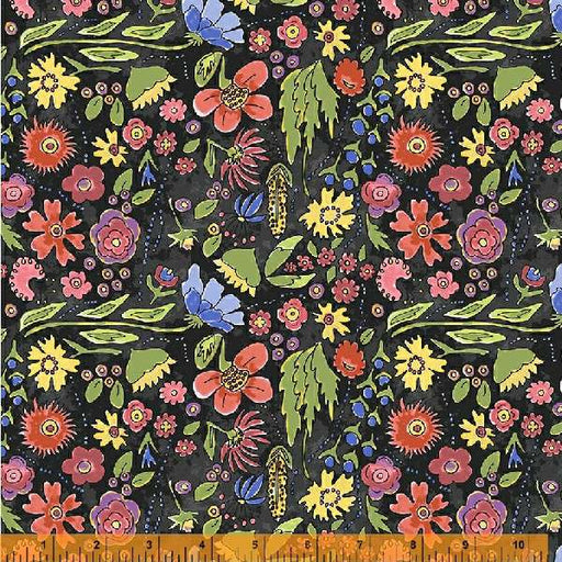 New! Yippie Yi Yo Ki Yay - per yard - by Laura Heine for Windham Fabrics - Prairie Flowers on Black - 53236-3-Yardage - on the bolt-RebsFabStash