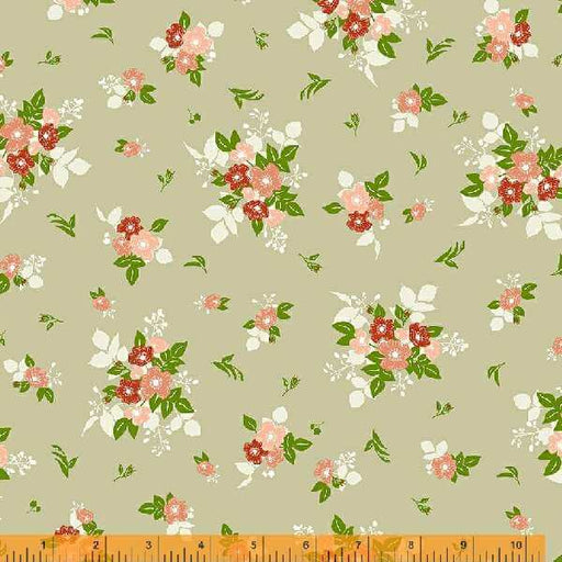 Cottage Farm - Wild Rose Natural - per yard - Windham Fabrics - Judy Jarvi - Peach floral on beige - 53251-2-Yardage - on the bolt-RebsFabStash