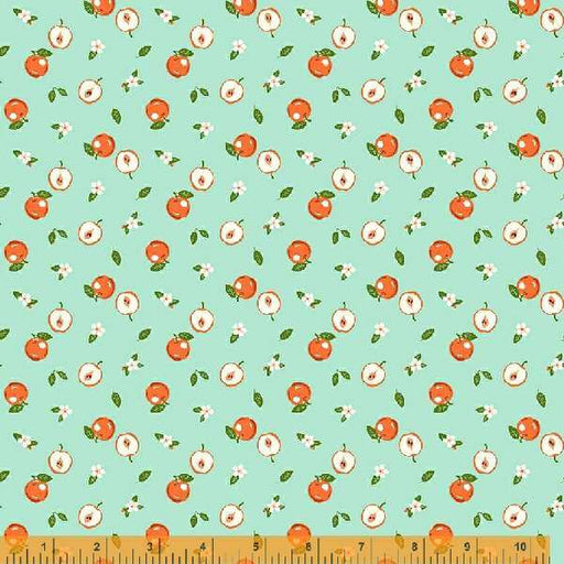 Cottage Farm - Apples Pond - per yard - Windham Fabrics - Judy Jarvi - Apples on Aqua - 53253-6-Yardage - on the bolt-RebsFabStash